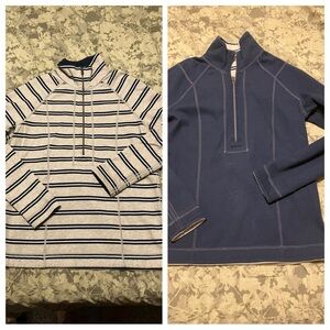 Tommy Bahama Reversible Half-Zip Pullover Navy Blue & Striped Nautical Small